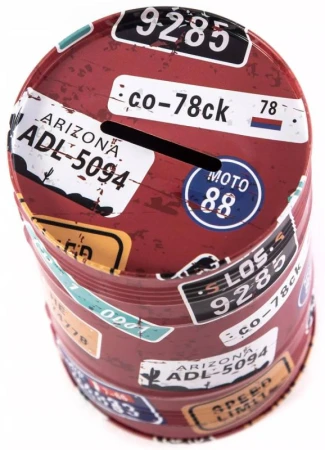 Pokladnička dětská Route 66 / Riders kovová kasička plechovka 4 druhy