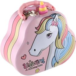 Pokladnička plechová kabelka jednorožec kovová kasička 3 barvy