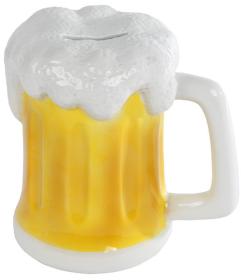 Pokladnička porcelánová pivní půllitr kasička pivo keramika