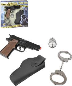 Policejní kovová sada specální jednotky s pistolí kapslovkou na 8 ran Policejní kovová sada specální jednotky s pistolí kapslovkou na 8 ran