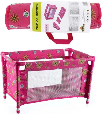 Postýlka pro panenku miminko 53x32x32cm v tašce konstrukce plastová + kov Postýlka pro panenku miminko 53x32x32cm v tašce konstrukce plastová + kov