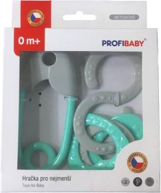 Profibaby Baby chrastítko špendlík + osmička v krabici pro miminko různé barvy