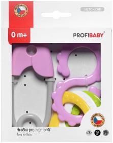 Profibaby Baby chrastítko špendlík + osmička v krabici pro miminko různé barvy