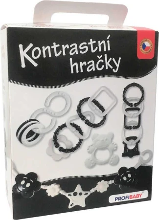 Profibaby Baby kontrastní hračky + zábrana na kočárek pro miminko Profibaby Baby kontrastní hračky + zábrana na kočárek pro miminko