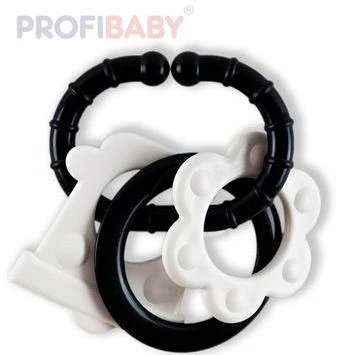 Profibaby Baby kousátko 3 tvary s klipem černobílé pro miminko Profibaby Baby kousátko 3 tvary s klipem černobílé pro miminko
