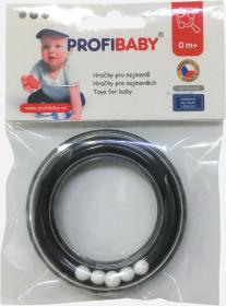 Profibaby Baby kroužek chrastítko s kuličkami černobílé pro miminko Profibaby Baby kroužek chrastítko s kuličkami černobílé pro miminko