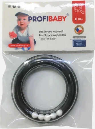 Profibaby Baby kroužek chrastítko s kuličkami černobílé pro miminko Profibaby Baby kroužek chrastítko s kuličkami černobílé pro miminko