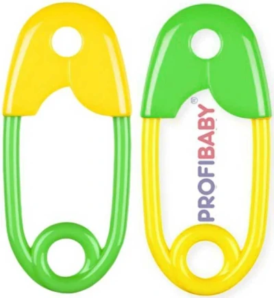 Profibaby Chrastítko barevný špendlík 12cm pro miminko 1ks v sáčku mix barev Profibaby Chrastítko barevný špendlík 12cm pro miminko 1ks v sáčku mix barev