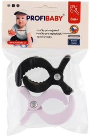 Profibaby Klipy na kočárek černý + bílý set 2ks plast v sáčku