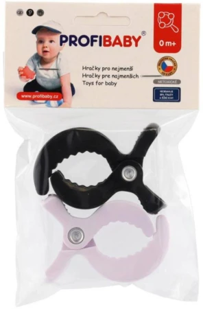 Profibaby Klipy na kočárek černý + bílý set 2ks plast v sáčku