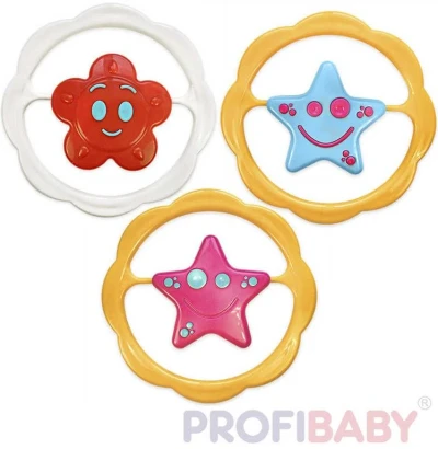 Profibaby Kruh Hvězdička / Kytička baby chrastítko různé druhy plast Profibaby Kruh Hvězdička / Kytička baby chrastítko různé druhy plast