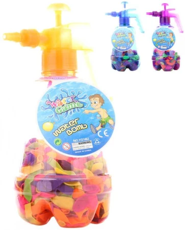 Pumpa plnič na vodní balonky set tlakovací láhev + vodní bomby 100ks 3 barvy Pumpa plnič na vodní balonky set tlakovací láhev + vodní bomby 100ks 3 barvy