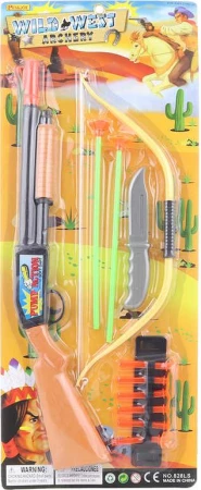 Puška western kovbojská set s náboji na přísavky s lukem a šípy plast Puška western kovbojská set s náboji na přísavky s lukem a šípy plast