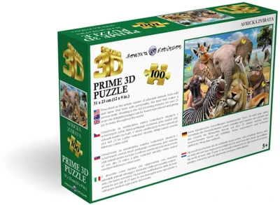 PUZZLE 3D Africká zvířata 31x23cm 100 dílků skládačka v krabici