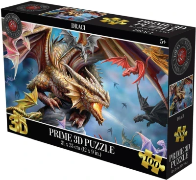 PUZZLE 3D Draci 31x23cm 100 dílků skládačka v krabici PUZZLE 3D Draci 31x23cm 100 dílků skládačka v krabici