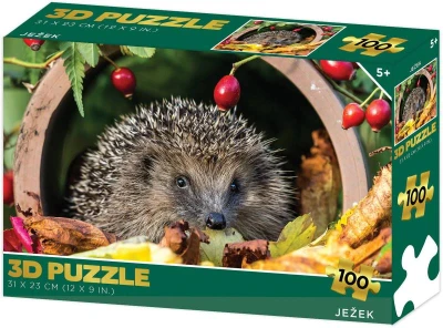 PUZZLE 3D Ježek 31x23cm 100 dílků skládačka v krabici PUZZLE 3D Ježek 31x23cm 100 dílků skládačka v krabici