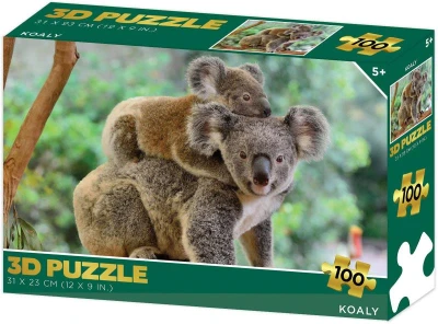 PUZZLE 3D Koaly 31x23cm 100 dílků skládačka v krabici PUZZLE 3D Koaly 31x23cm 100 dílků skládačka v krabici