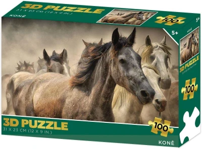 PUZZLE 3D Koně 31x23cm 100 dílků skládačka v krabici PUZZLE 3D Koně 31x23cm 100 dílků skládačka v krabici
