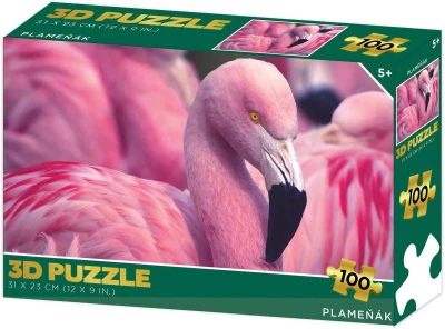 PUZZLE 3D Plameňák 31x23cm 100 dílků skládačka v krabici PUZZLE 3D Plameňák 31x23cm 100 dílků skládačka v krabici