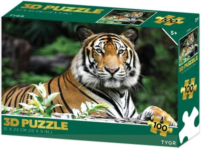 PUZZLE 3D Tygr 31x23cm 100 dílků skládačka v krabici PUZZLE 3D Tygr 31x23cm 100 dílků skládačka v krabici