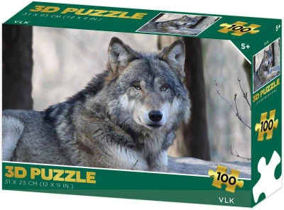 PUZZLE 3D Vlk 31x23cm 100 dílků skládačka v krabici PUZZLE 3D Vlk 31x23cm 100 dílků skládačka v krabici