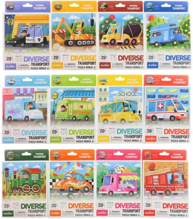 PUZZLE Doprava 20 dílků skládačka 12 druhů v krabičce PUZZLE Doprava 20 dílků skládačka 12 druhů v krabičce