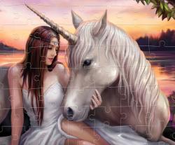 PUZZLE Prime 3D Dívka a jednorožec 31x23cm 100 dílků holografické