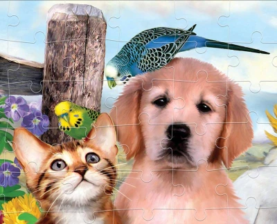 PUZZLE Prime 3D Domácí zvířátka 31x23cm 100 dílků holografické