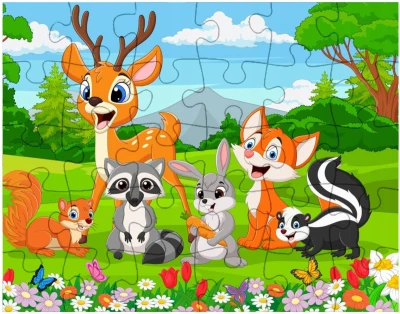 Puzzle Zvířátka 25x18cm 24 dílků skládačka 4 druhy