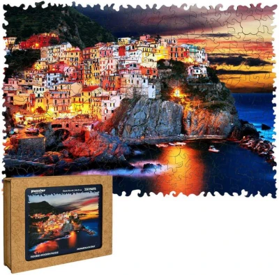 PUZZLER DŘEVO Manarola v Itálii 30x21cm dekorativní skládačka 250 dílků PUZZLER DŘEVO Manarola v Itálii 30x21cm dekorativní skládačka 250 dílků
