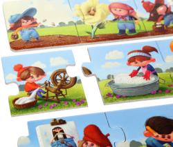 Puzzlika Baby dějové puzzle skládačka Výroba džínů velké dílky set 15ks