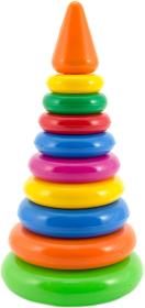 Pyramida s kroužky navlékací baby věžička barevná 2 druhy plast