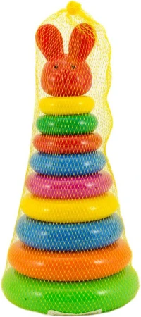 Pyramida s kroužky navlékací baby věžička barevná 2 druhy plast