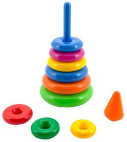 Pyramida s kroužky navlékací baby věžička barevná 2 druhy plast