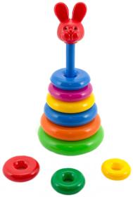 Pyramida s kroužky navlékací baby věžička barevná 2 druhy plast