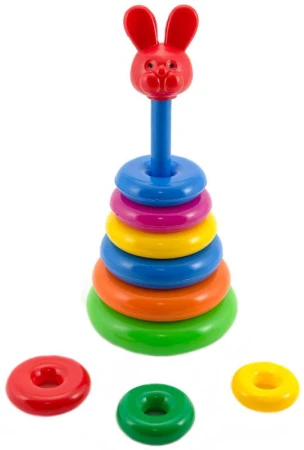 Pyramida s kroužky navlékací baby věžička barevná 2 druhy plast