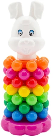 Pyramida s kroužky navlékací baby věžička se zvířátkem 3 druhy plast