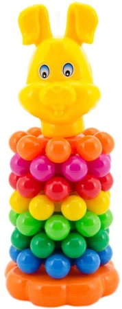 Pyramida s kroužky navlékací baby věžička se zvířátkem 3 druhy plast
