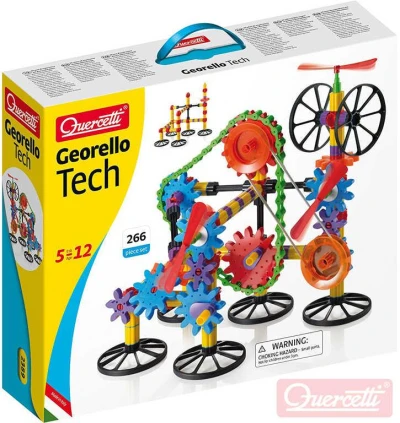 Quercetti Georello Gear Tech stavebnice převodová 266 dílků v krabici plast Quercetti Georello Gear Tech stavebnice převodová 266 dílků v krabici plast