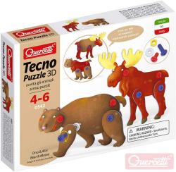 Quercetti Tecno Puzzle pohyblivé 3D medvěd + los 26 dílků (stavebnice)