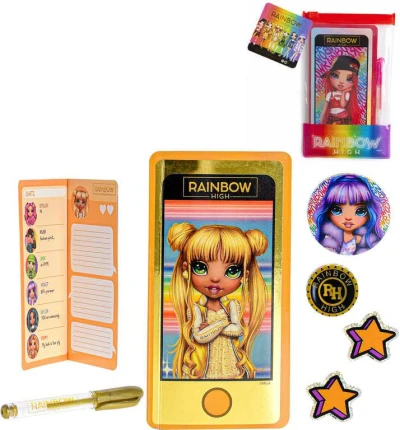 RAINBOW HIGH Zápisník mobil A6 s perem a nálepkami 4 barvy RAINBOW HIGH Zápisník mobil A6 s perem a nálepkami 4 barvy