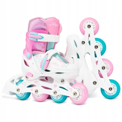 Raven Loret Glitter White/Mint/Pink 3v1 dětské brusle - Led kolečka