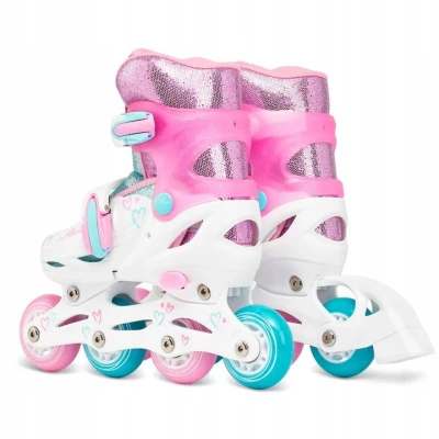 Raven Loret Glitter White/Mint/Pink dětské kolečkové brusle - LED kolečka