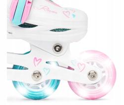 Raven Loret Glitter White/Mint/Pink dětské kolečkové brusle - LED kolečka