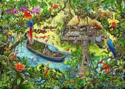 Ravensburger Kids Hra puzzle únikové Džungle 368 dielikov 70x50cm skladačka 2v1