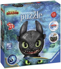 Ravensburger Puzzle 3D puzzleball Jak vycvičit draka 3 Bezzubka 72 dílků