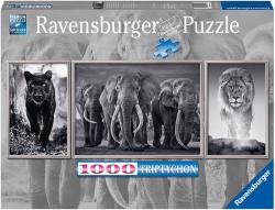 Ravensburger Puzzle Panter, slon a lev 1000 dílků 98x38cm panorama triptych Ravensburger Puzzle Panter, slon a lev 1000 dílků 98x38cm panorama triptych