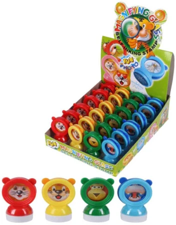 Razítko zvířátko lupa 2v1 dětské tiskátko 4 druhy plast Razítko zvířátko lupa 2v1 dětské tiskátko 4 druhy plast