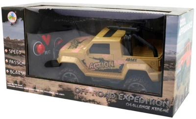 RC Auto Jeep vojenský na vysílačku 27MHz na baterie 2 barvy Světlo