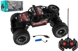 RC Auto off-road červený na vysílačku 27MHz kouřící na baterie Světlo